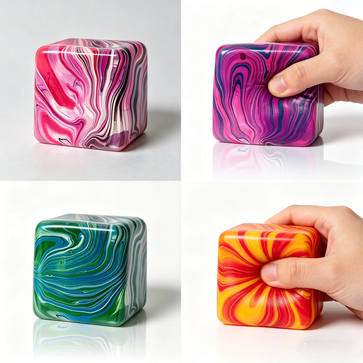 Color Texture Fidget Cube Squishy Toys , Ice Squishy Cube Sugar Balls Squeeze Stress Balls for Kids, Adults ,Squishies Anxiety Relief Maltose Ball, Ice Squishys Sugar Sensory Toy , Novel Design Fidgets Cubes