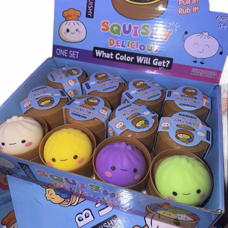 Mini Squishy Dumplings FULL CASE 12Ct - Adorable Food-Themed Toys for Adults and Kids