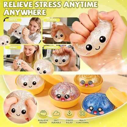 Mystery Glitter Dumpling Squishy - Soft Stress Relief Squeeze Toy with Box, Perfect for Decompression Fun!