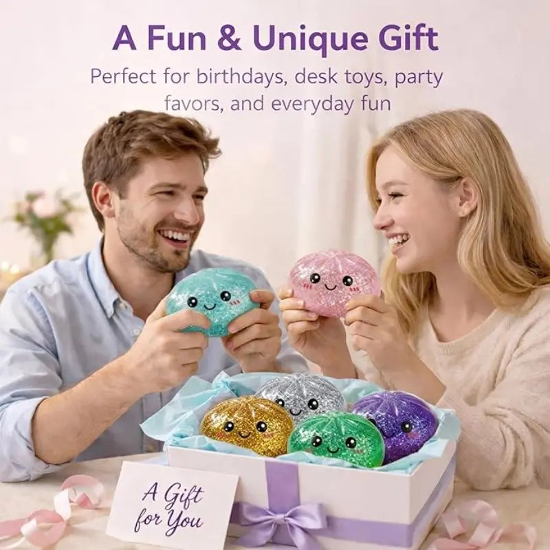 Mystery Glitter Dumpling Squishy - Soft Stress Relief Squeeze Toy with Box, Perfect for Decompression Fun!